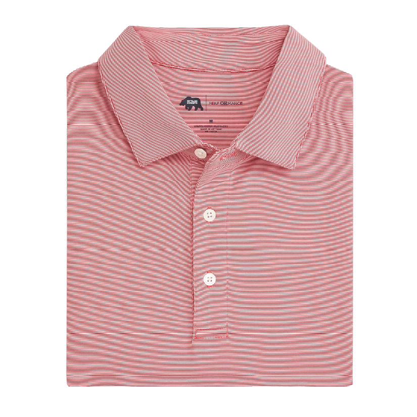 Hairline Stripe Performance Polo - Red