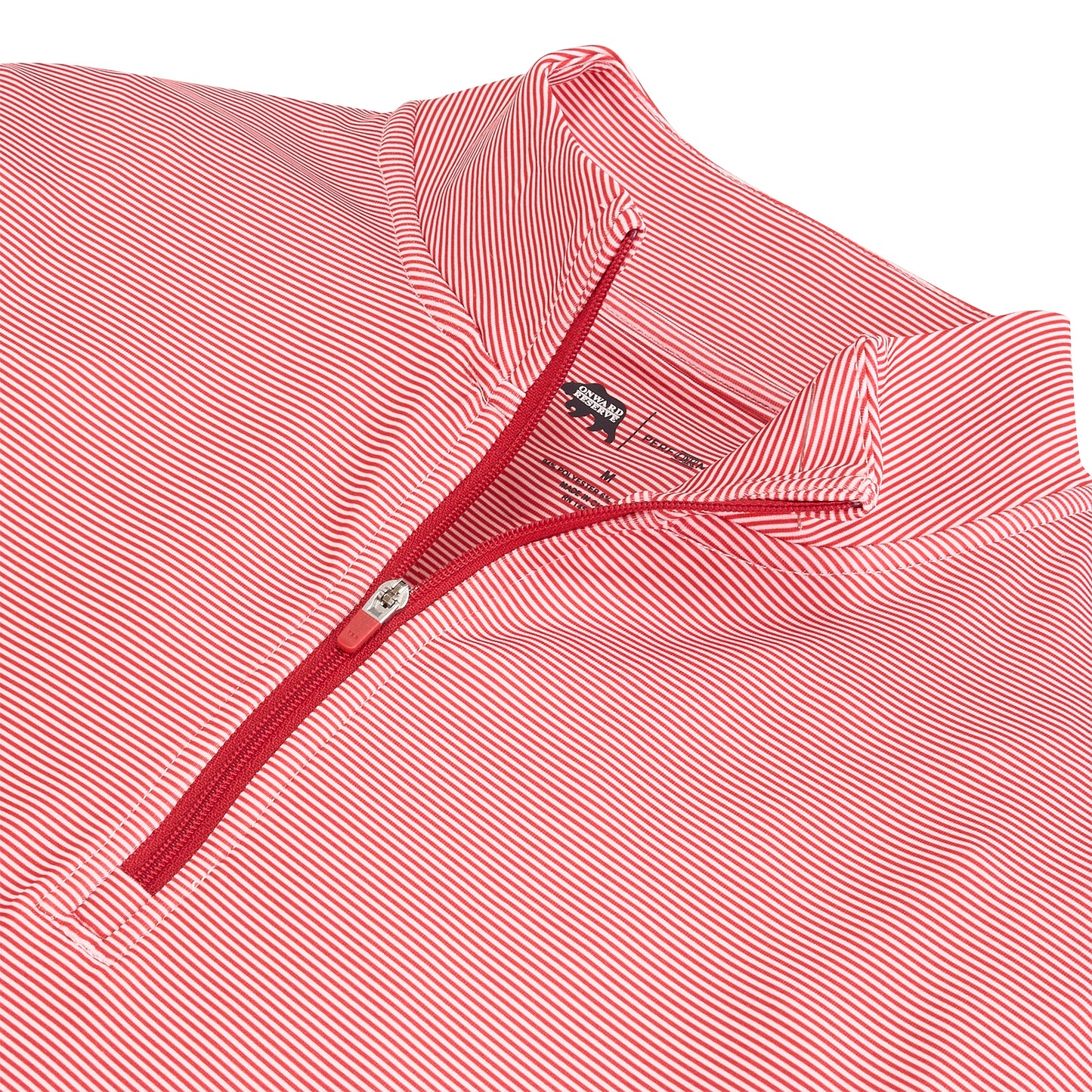 Hairline Stripe Printed Performance 1/4 Zip - Red