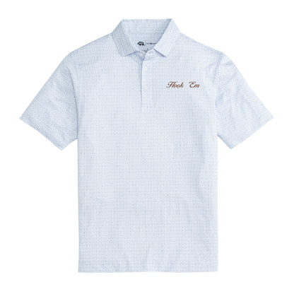 Hook 'Em Vintage Script Tailgate Games Printed Performance Polo - Open Air