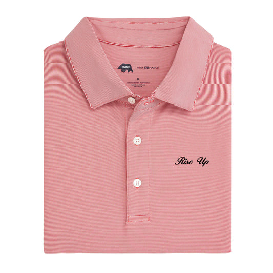 Atlanta Falcons Rise Up Vintage Script Hairline Stripe Polo - Red