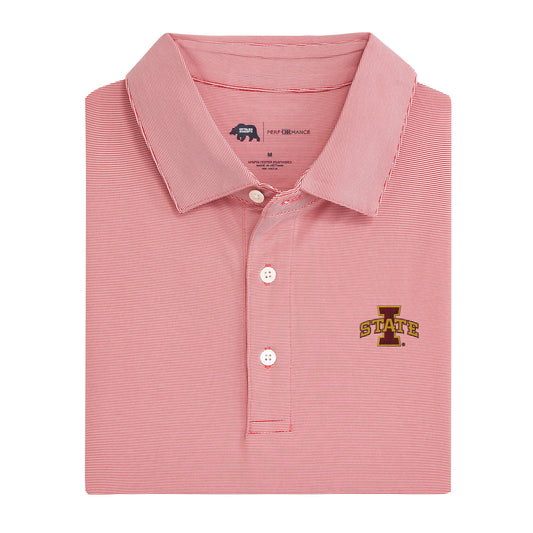 Hairline Stripe Iowa State Performance Polo - Red