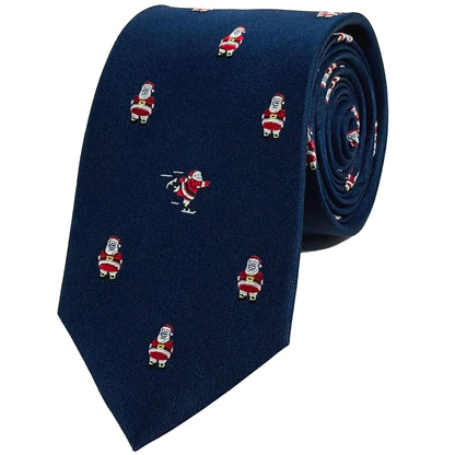 Skating Santa Tie - Classic Navy