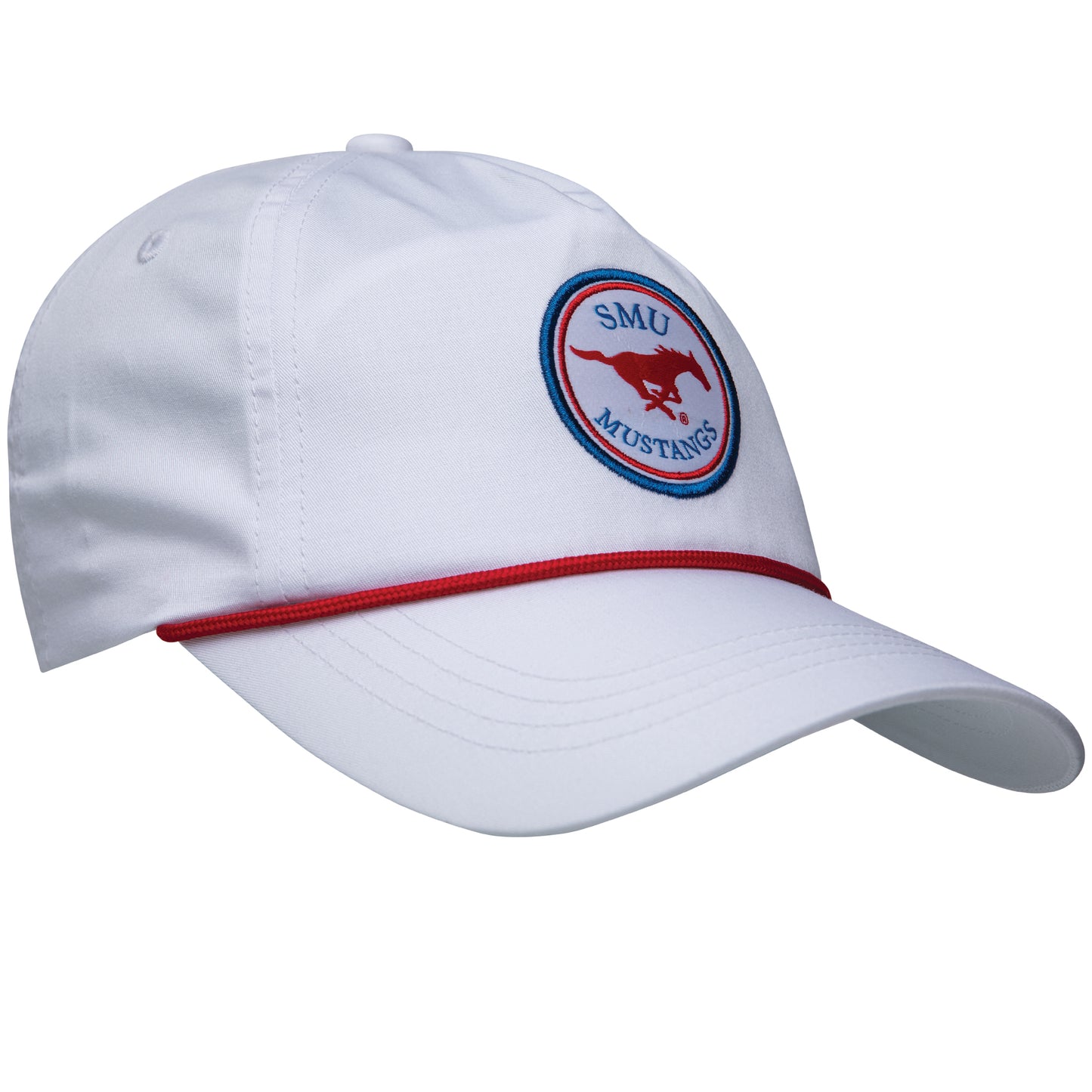 SMU Patch Rope Hat - White Hat / Red Rope