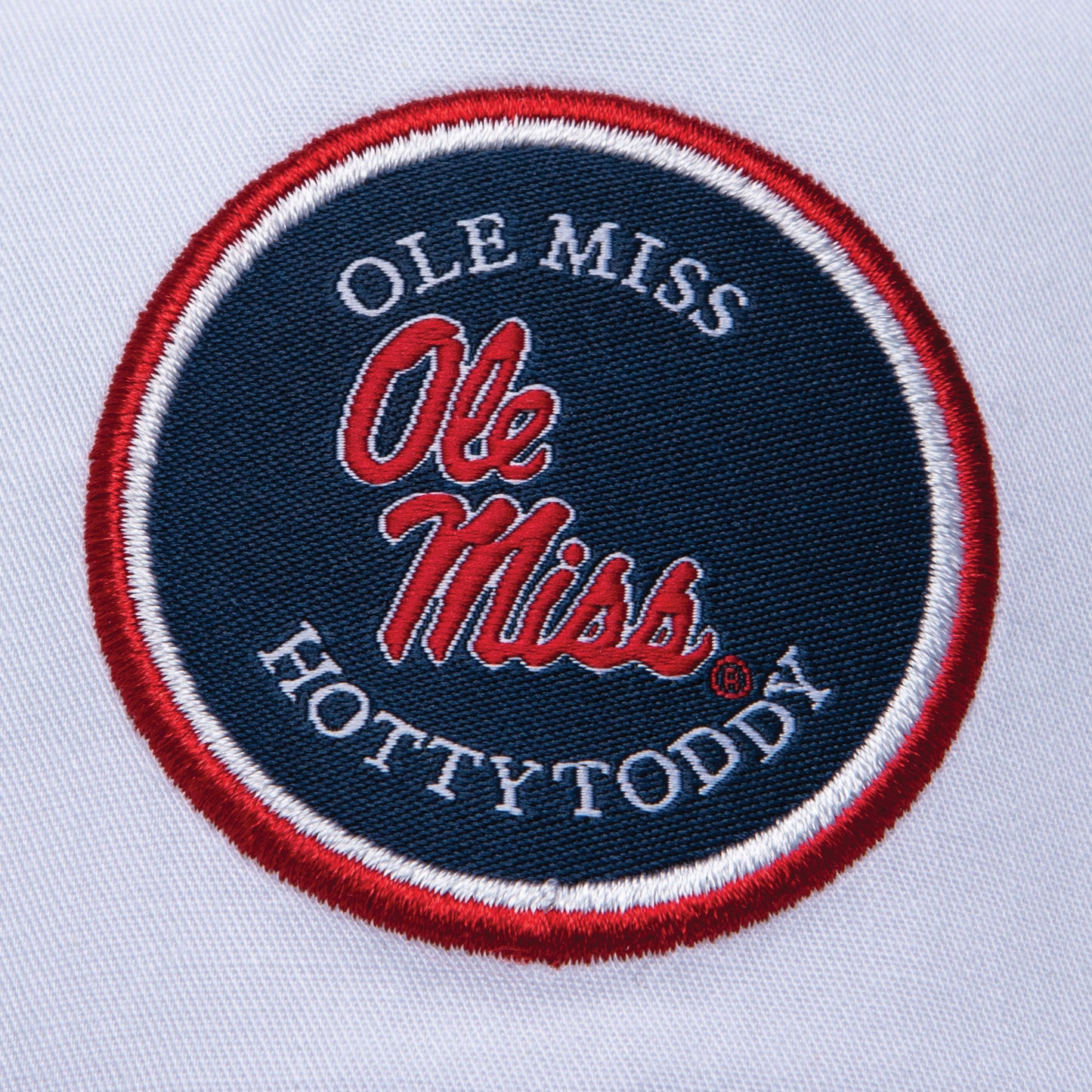 Ole Miss Patch Rope Hat - White Hat/Navy Rope