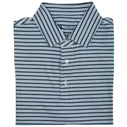 Wedge Stripe Performance Polo - Collegiate Blue