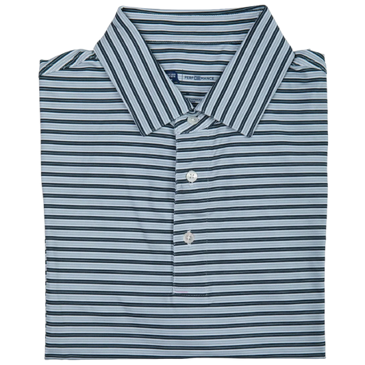 Wedge Stripe Performance Polo - Collegiate Blue