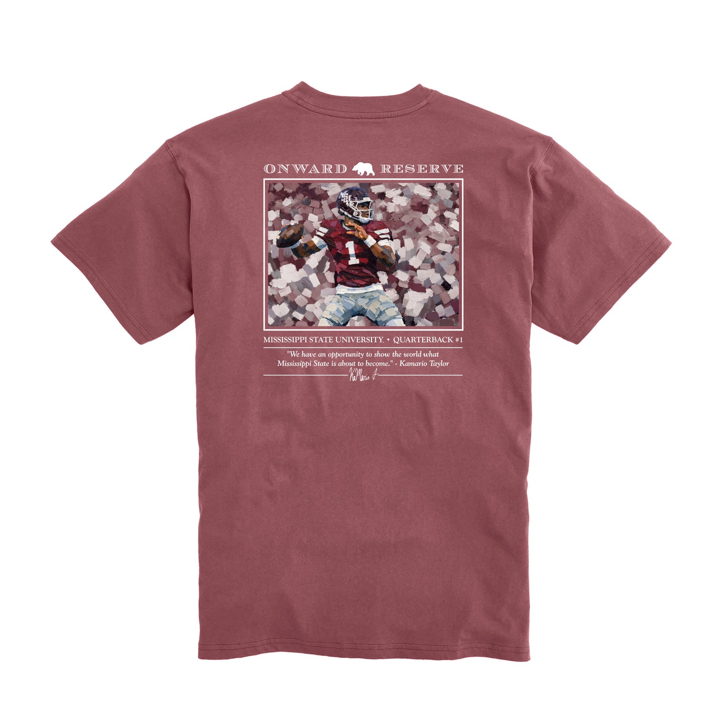 Mississippi State Kamario Taylor Tee - Washed Maroon