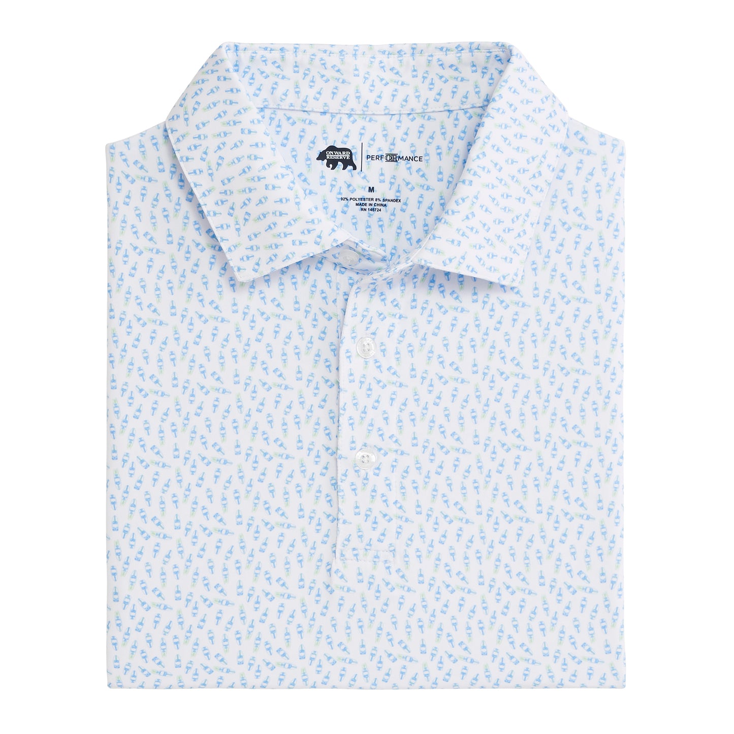 Leeward Printed Performance Polo - Shale Green