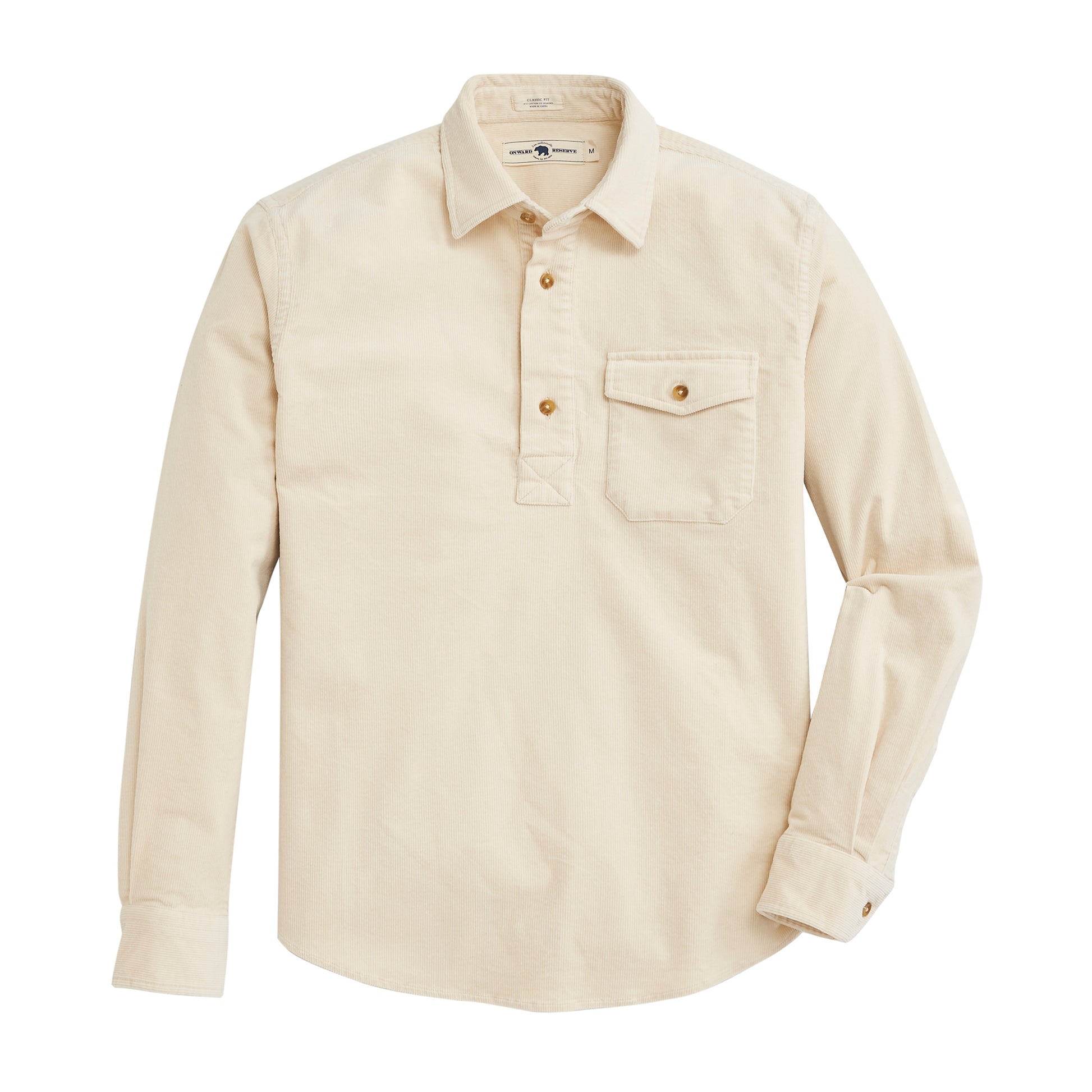 half button dress shirt Stretch Cord Half Button Shirt