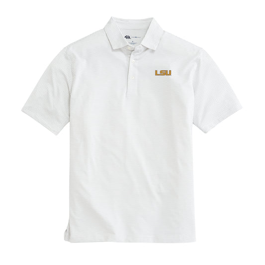 LSU Birdie Stripe Performance Polo - Mirage Grey