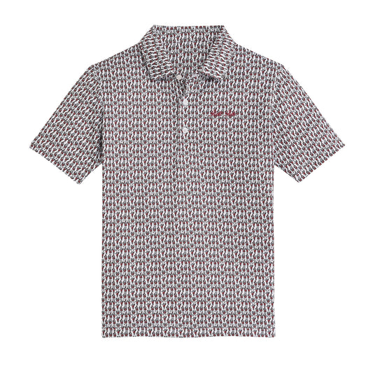 Alabama Roll Tide Vintage Script Youth Printed Polo - White