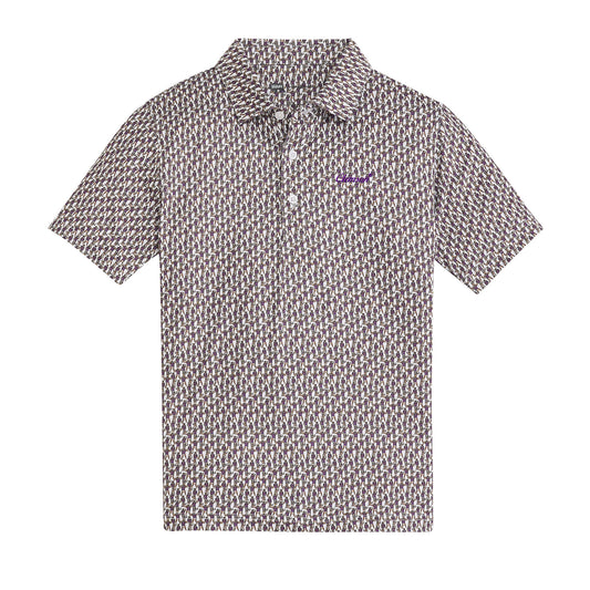 Clemson Vintage Script Youth Printed Polo - White