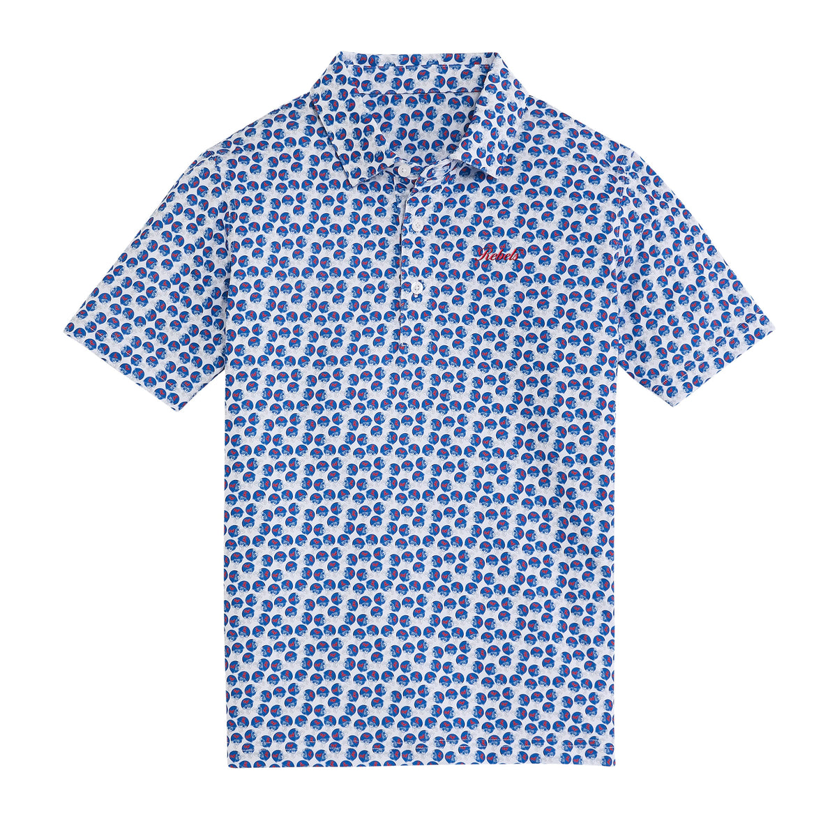 Ole Miss Helmet Youth Printed Polo - White