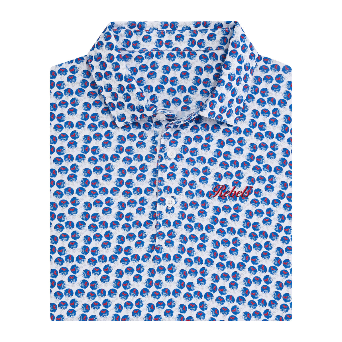 Ole Miss Helmet Youth Printed Polo - White