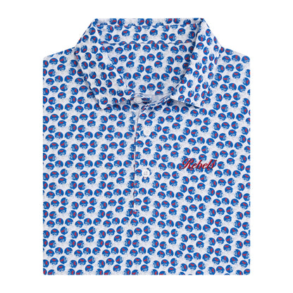Ole Miss Helmet Youth Printed Polo - White