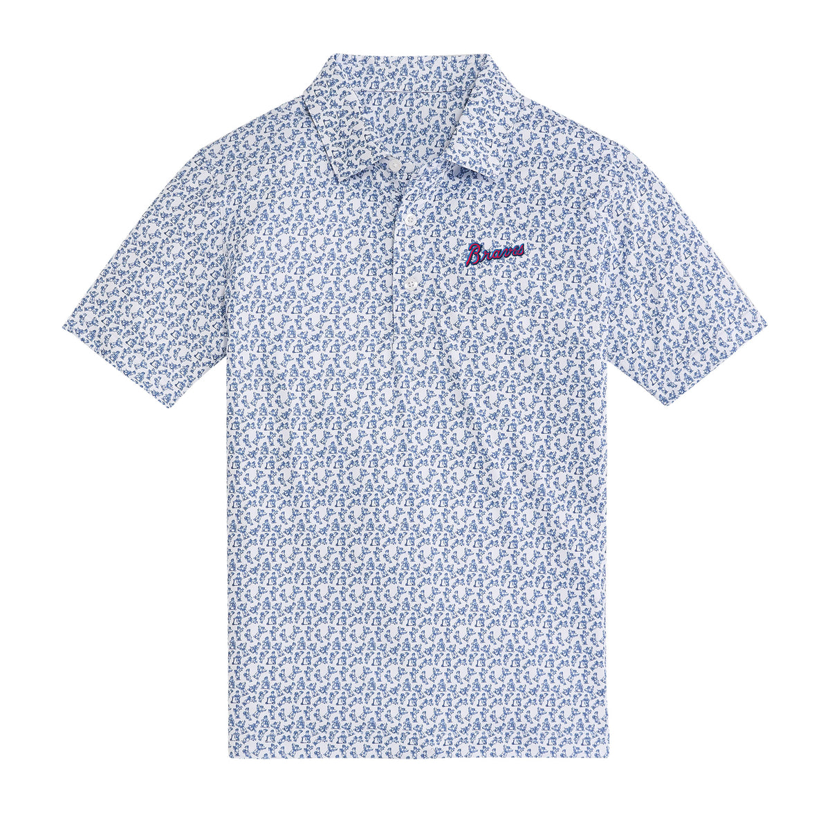 Braves Script Youth Printed Polo - White