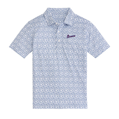 Braves Script Youth Printed Polo - White