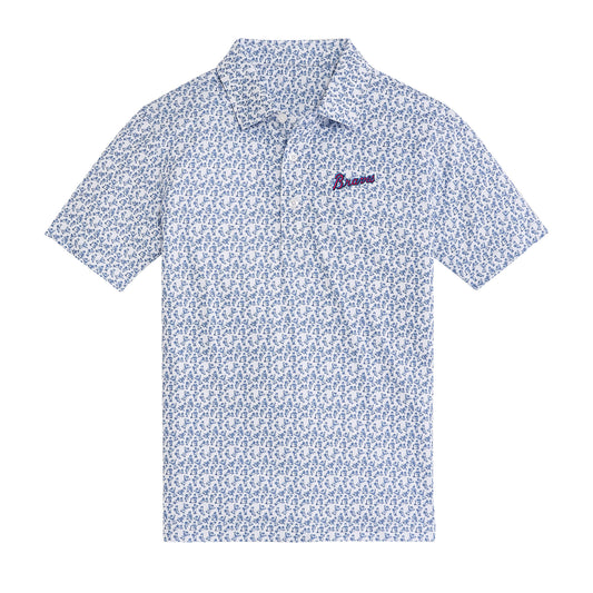 Braves Script Youth Printed Polo - White