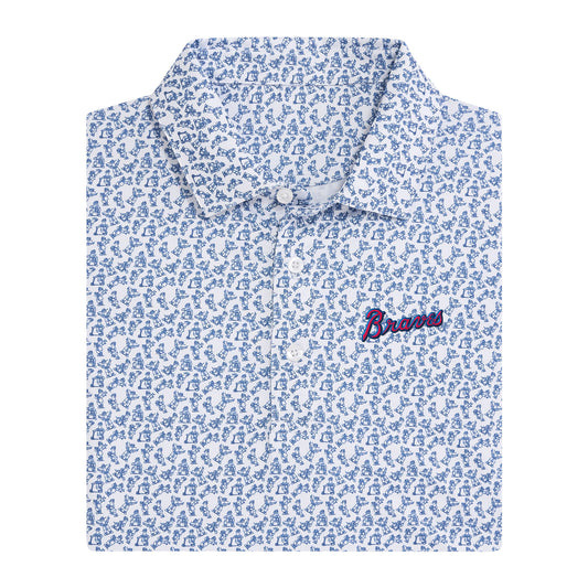 Braves Script Youth Printed Polo - White