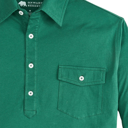 Old School Long Sleeve Polo - Posy Green