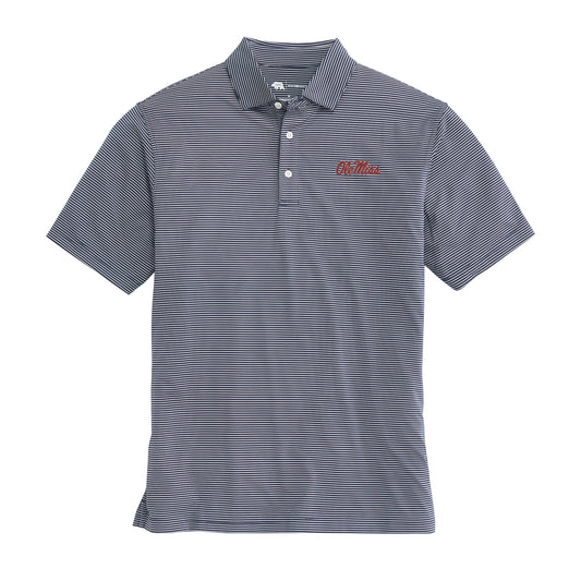Ole Miss Birdie Stripe Performance Polo - Dark Denim