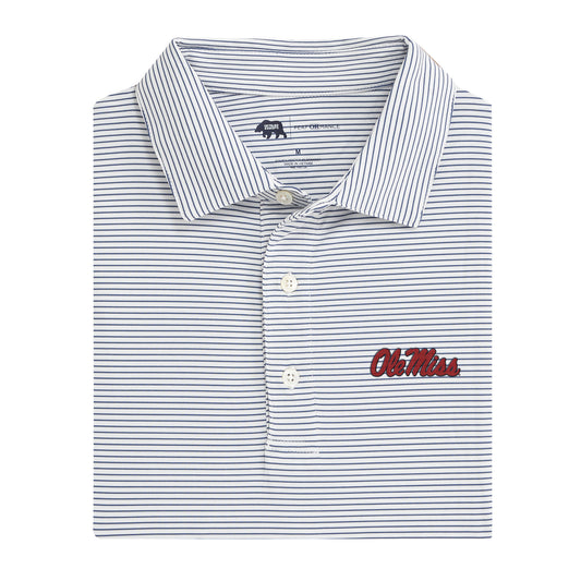 Ole Miss Birdie Stripe Performance Polo - True Navy