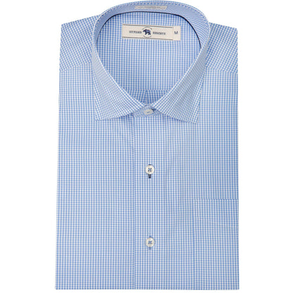 Gingham Tailored Fit Spread Quad Button Down - Sky