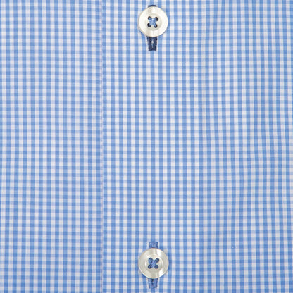 Gingham Tailored Fit Spread Quad Button Down - Sky