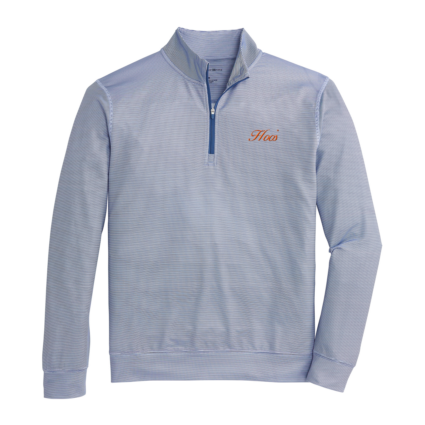 Virginia Hoos Vintage Script Hairline Stripe Printed Performance 1/4 Zip