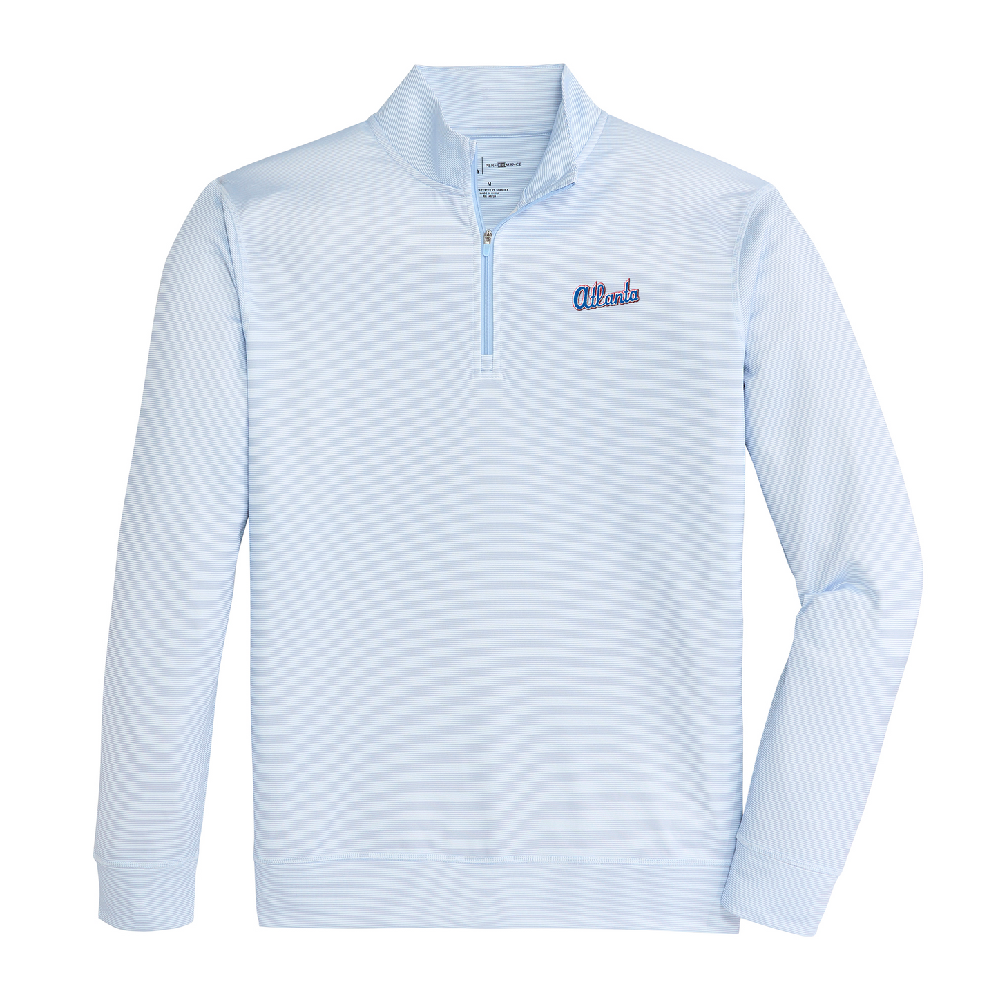 Braves Cooperstown - 1976 Atlanta Script Hairline Stripe Printed Performance 1/4 Zip - Sky