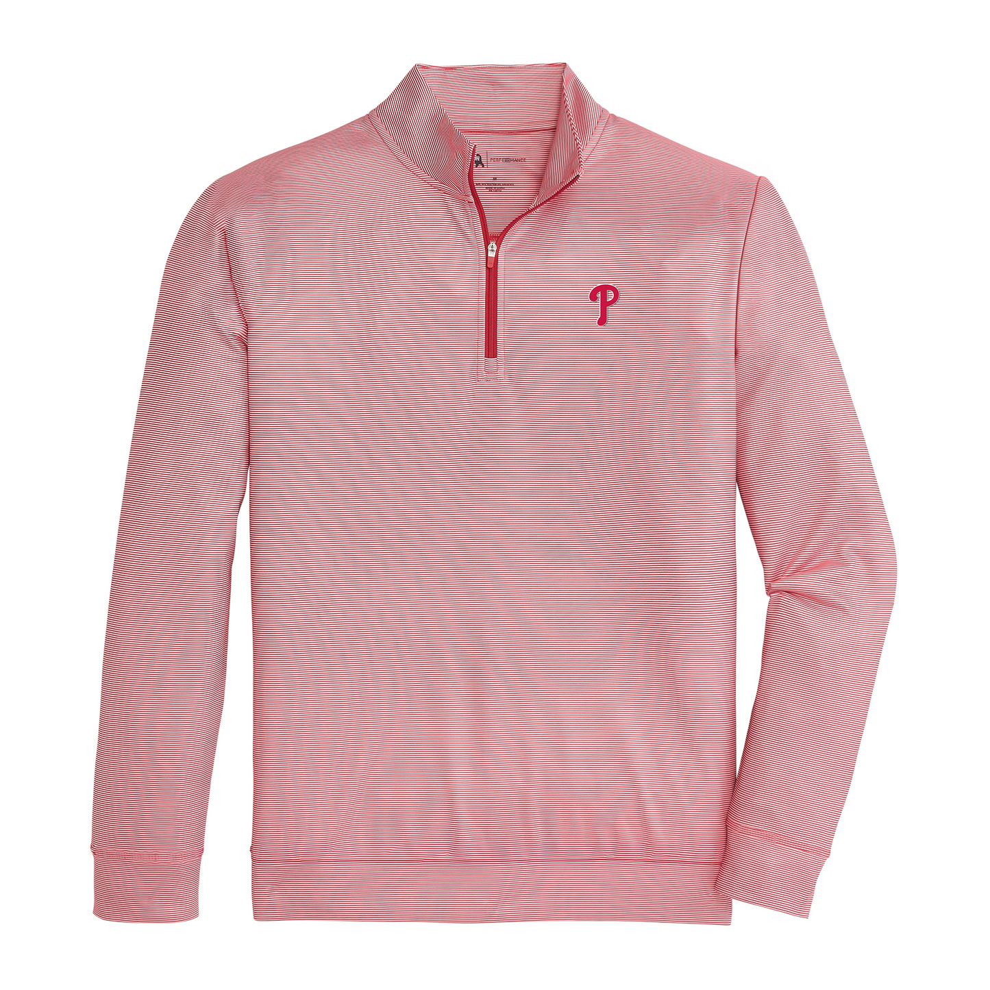 Phillies P Hairline Stripe Printed Performance 1/4 Zip - Red