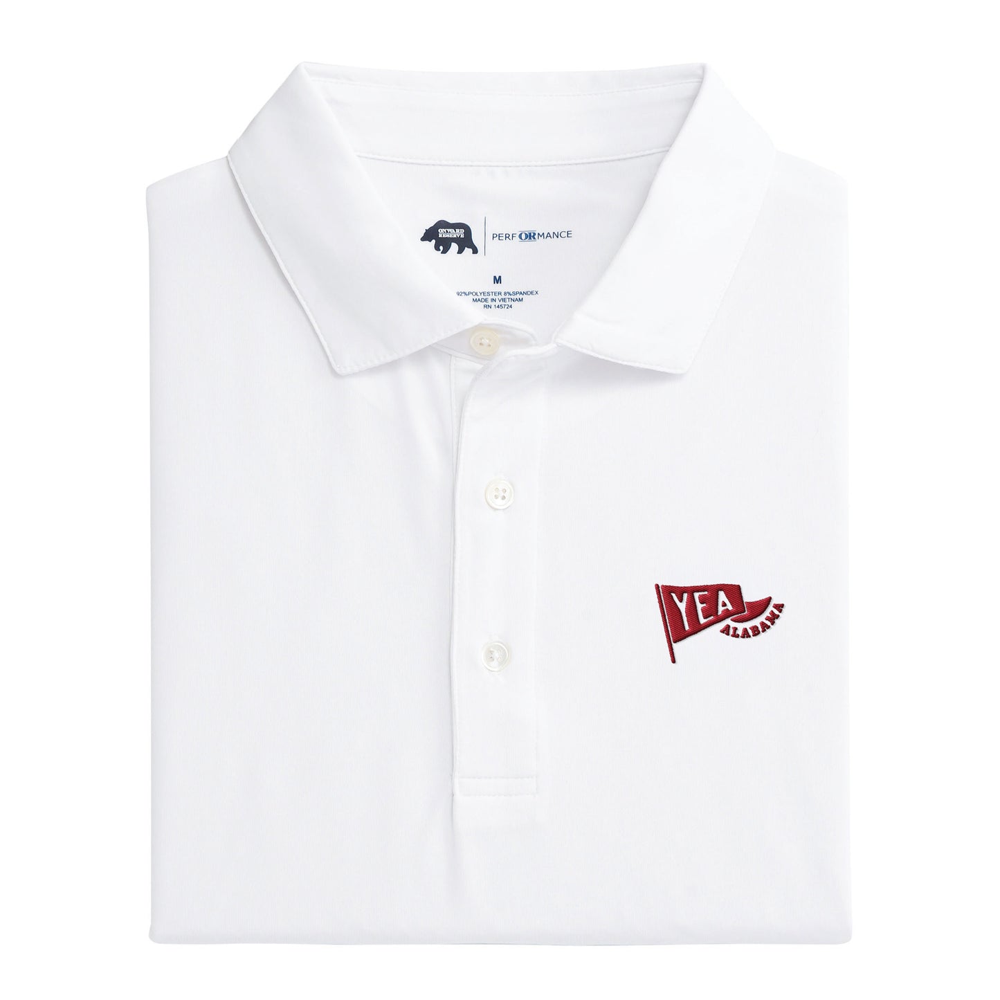 Yea! Alabama Pennant Solid Performance Polo - White