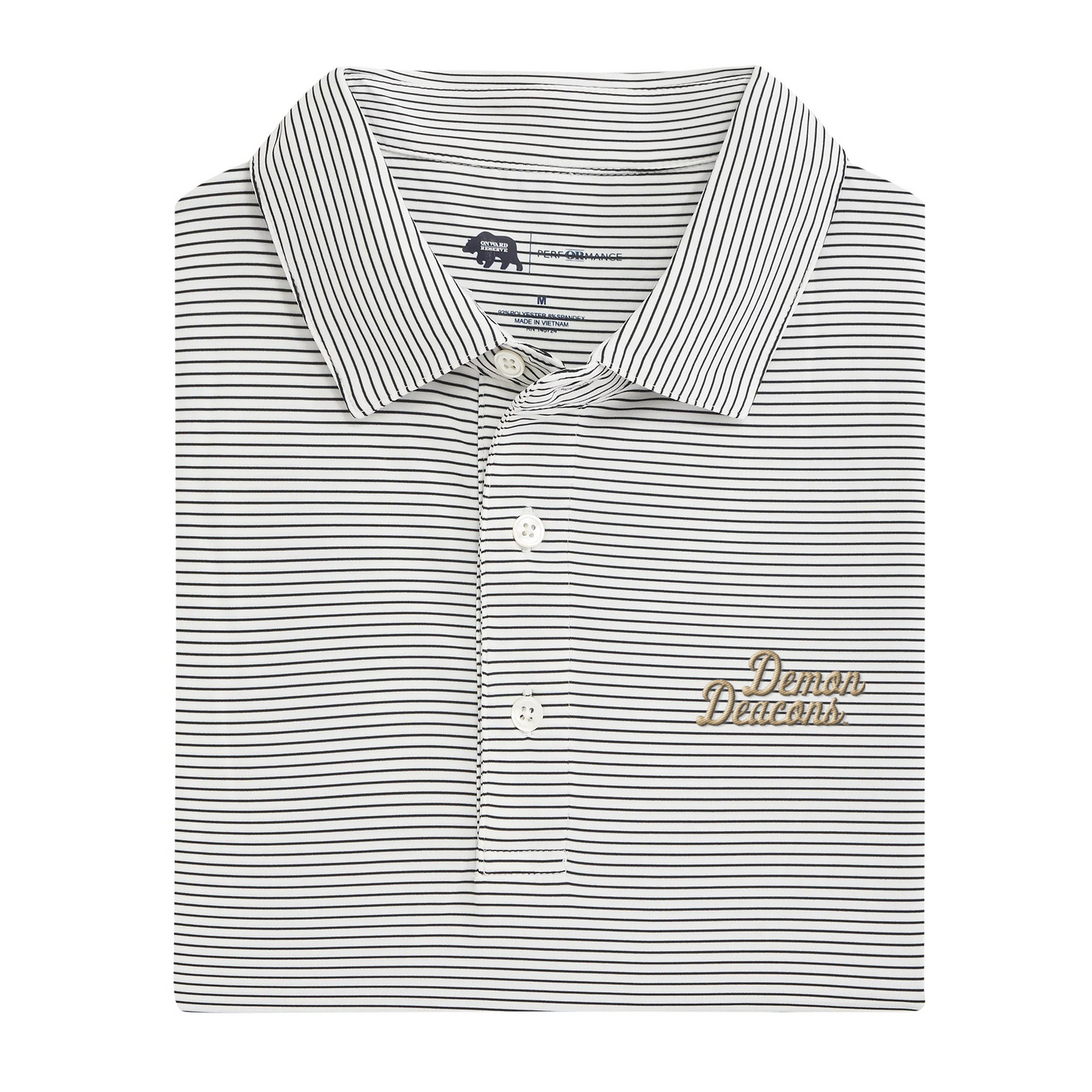 Wake Forest Demon Deacons Baseball Script Birdie Stripe Performance Polo