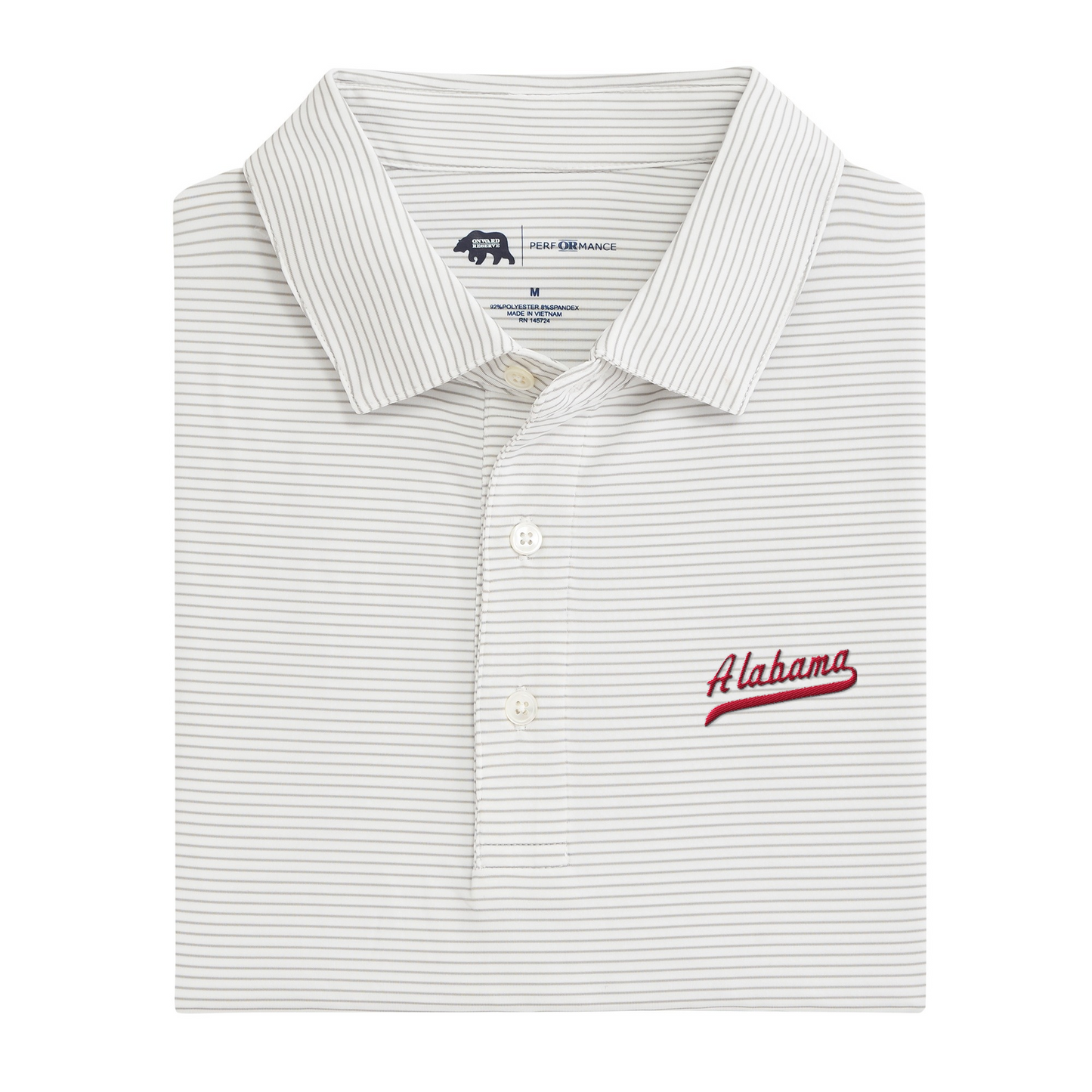 Alabama Baseball Script Birdie Stripe Performance Polo