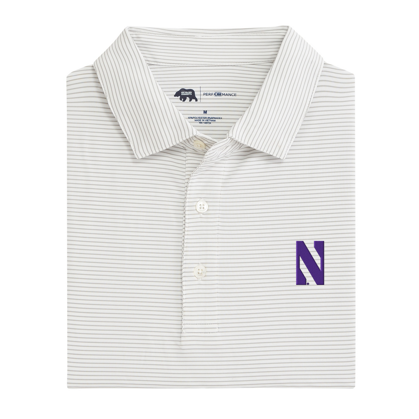 Northwestern N Birdie Stripe Performance Polo