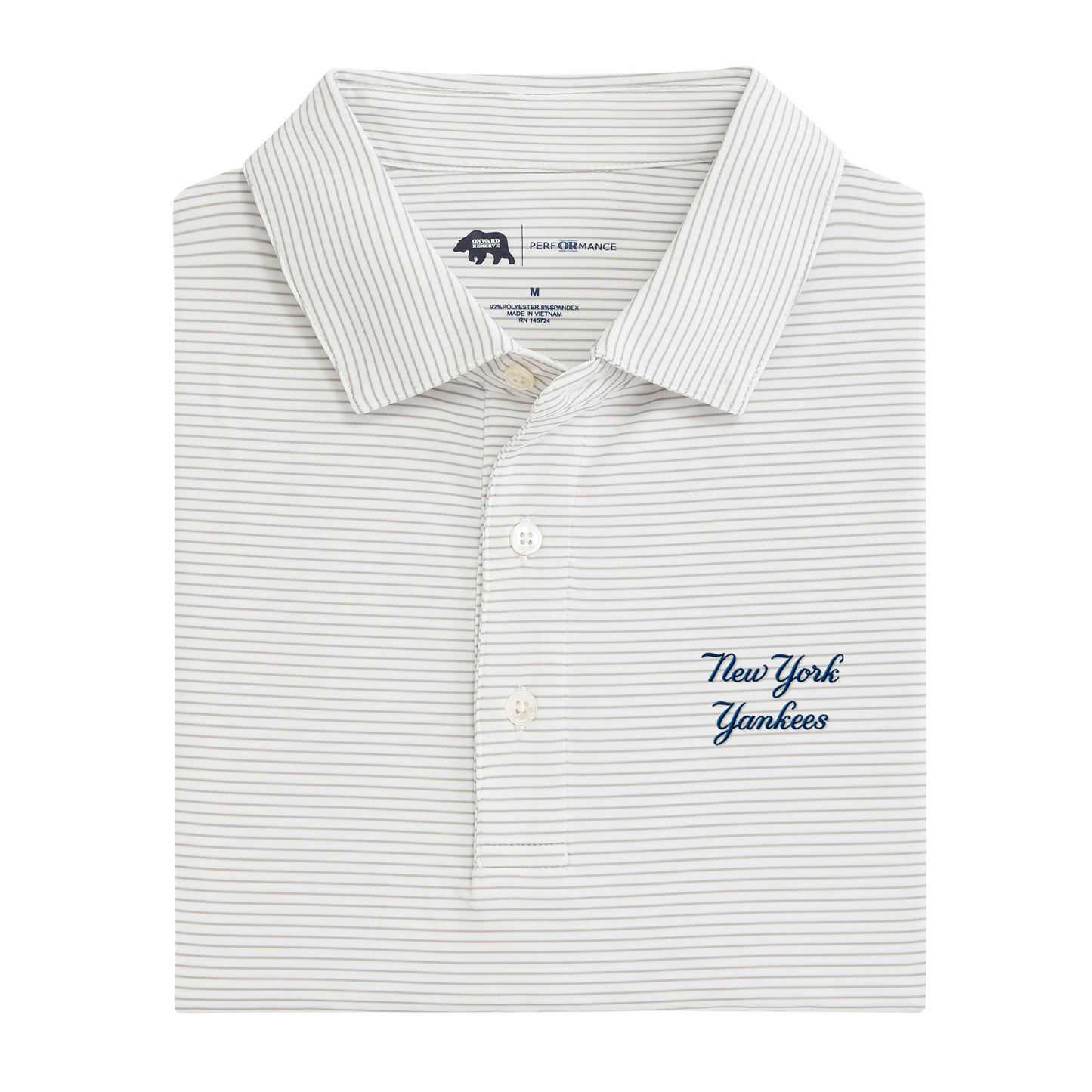 Yankees Script Birdie Stripe Performance Polo