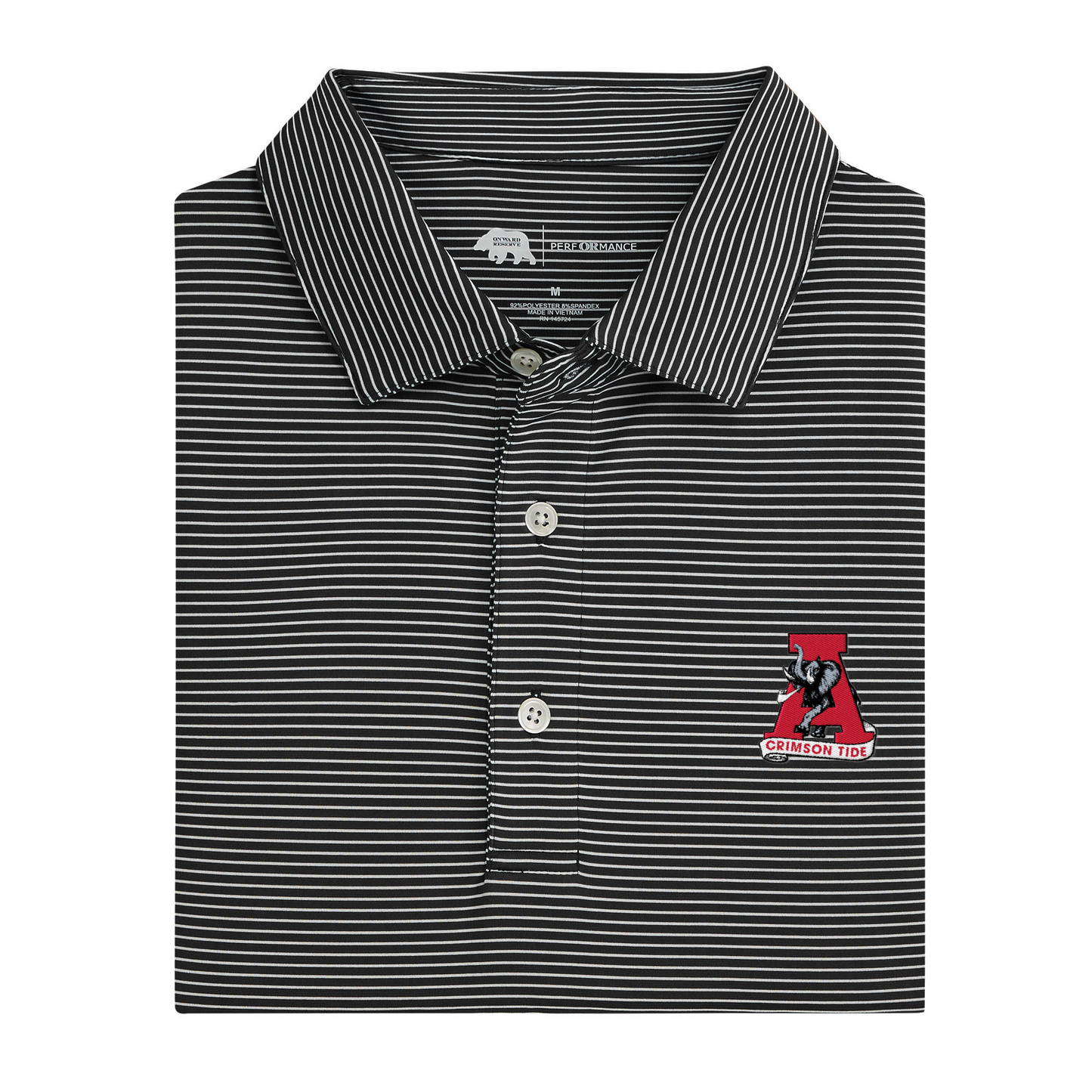 Alabama Vintage A Birdie Stripe Performance Polo