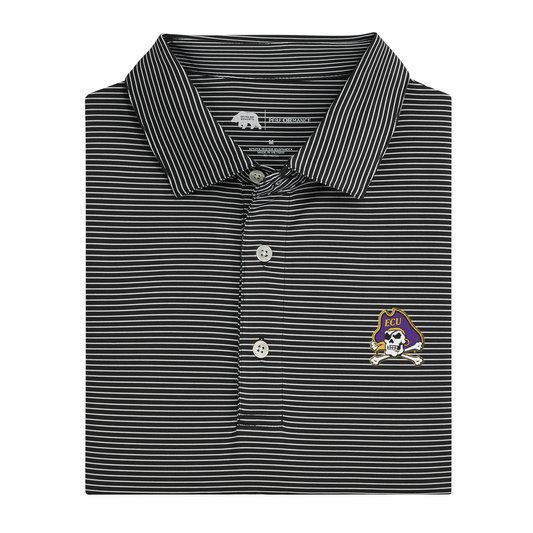 East Carolina Pirate Head Birdie Stripe Performance Polo