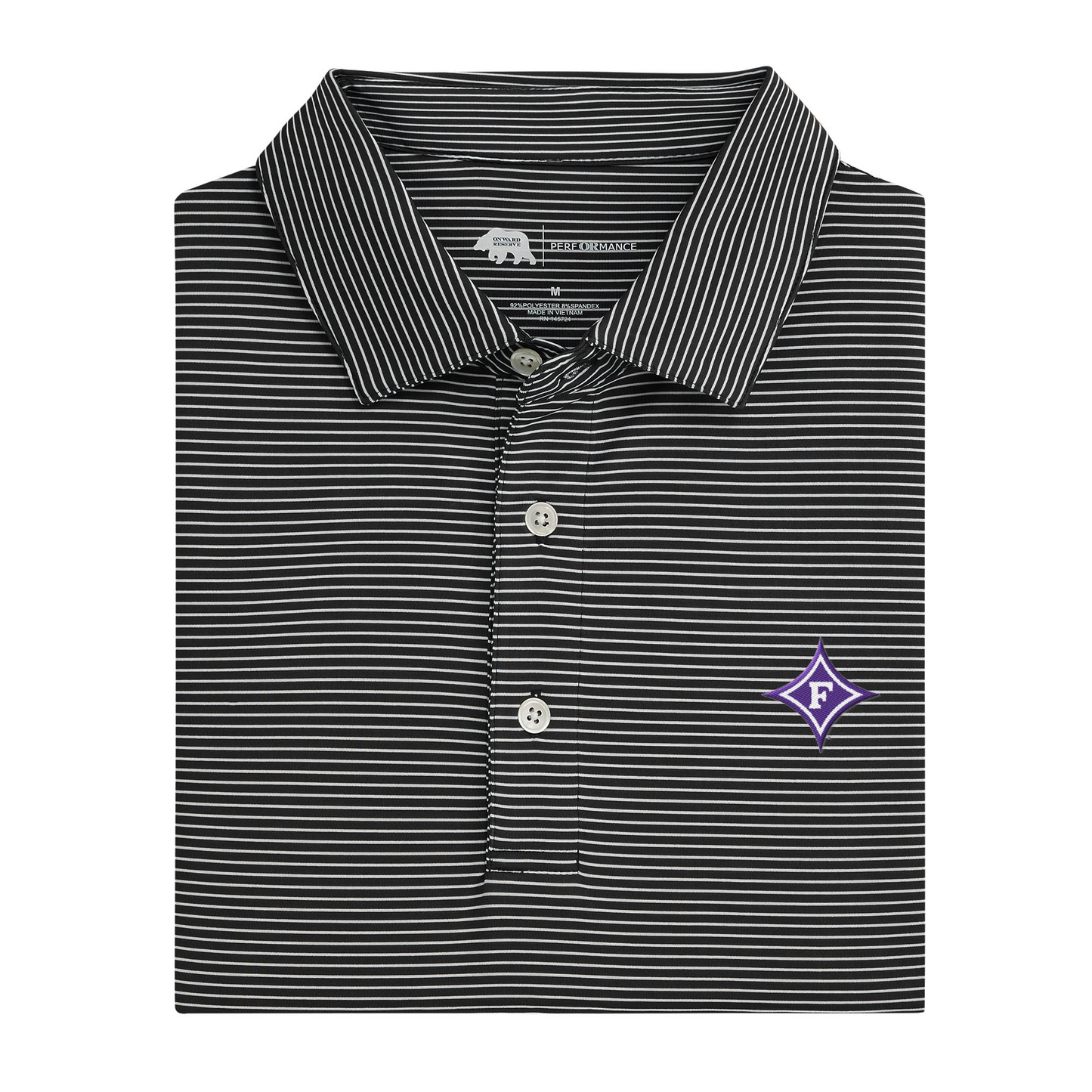 Furman Diamond F Birdie Stripe Performance Polo