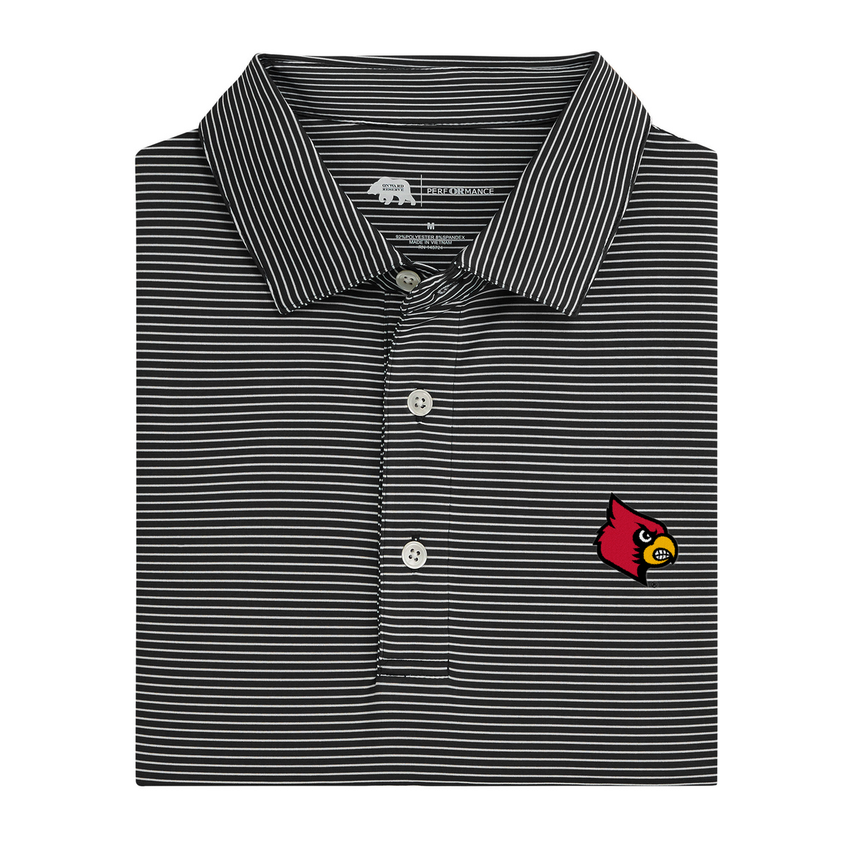 Louisville Cardinal Head Birdie Stripe Performance Polo