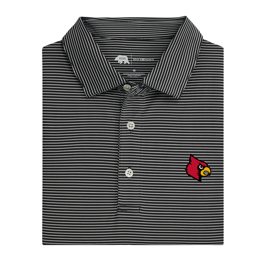 Louisville Cardinal Head Birdie Stripe Performance Polo