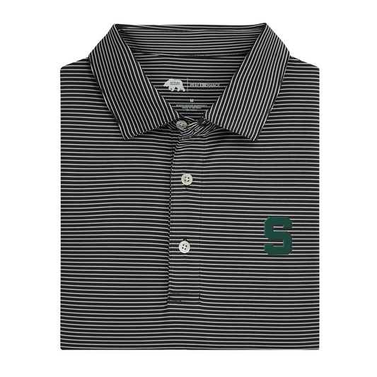 Michigan State Block S Birdie Stripe Performance Polo