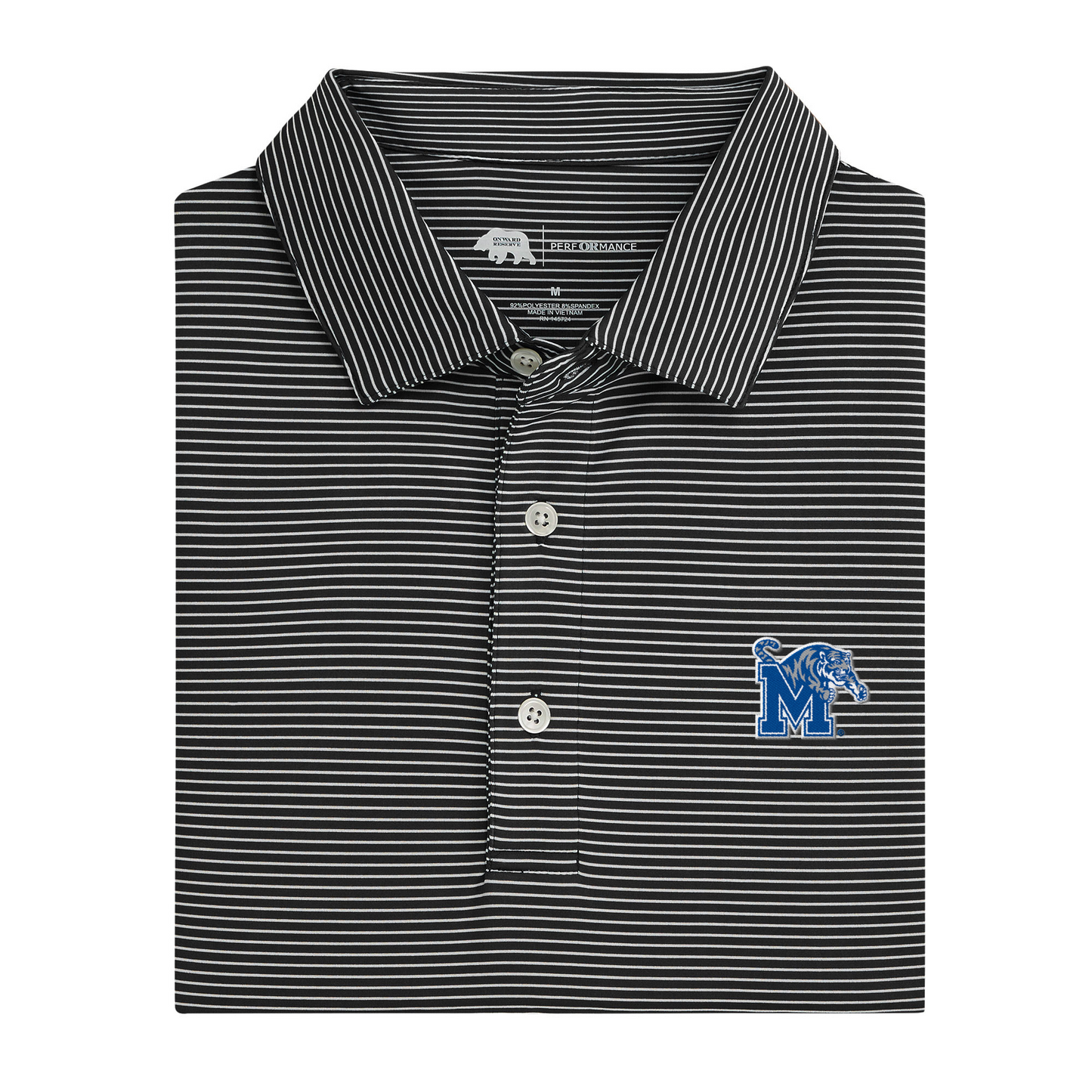 Memphis Tiger M Birdie Stripe Performance Polo