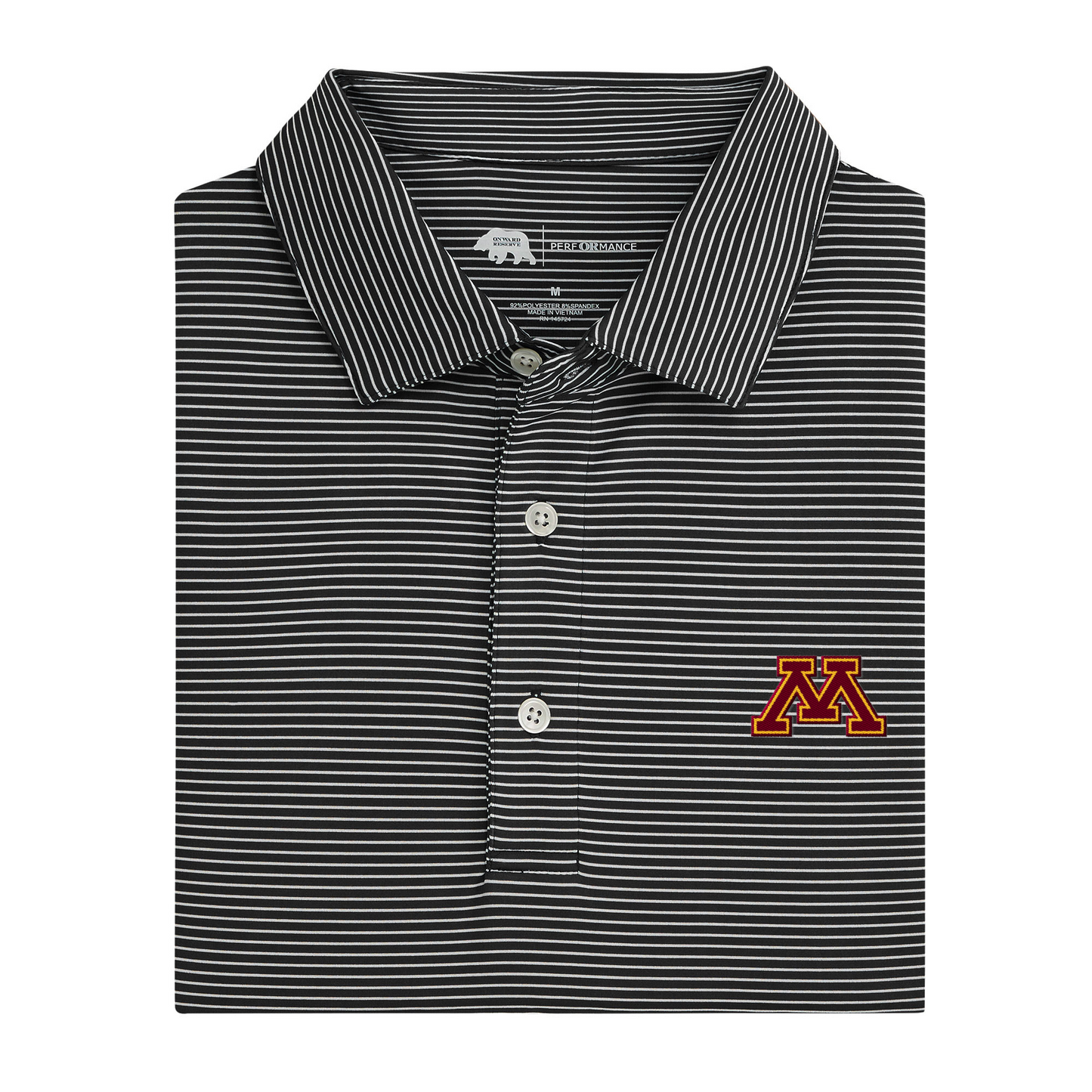 Minnesota Block M Birdie Stripe Performance Polo