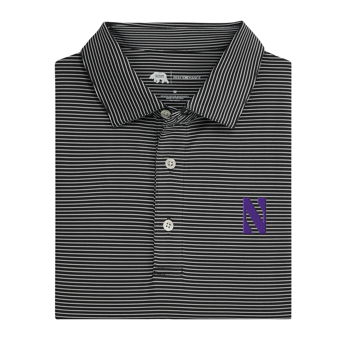 Northwestern N Birdie Stripe Performance Polo