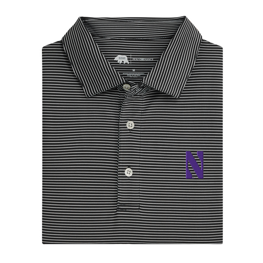 Northwestern N Birdie Stripe Performance Polo