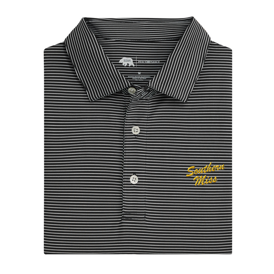 Southern Miss Script Birdie Stripe Performance Polo