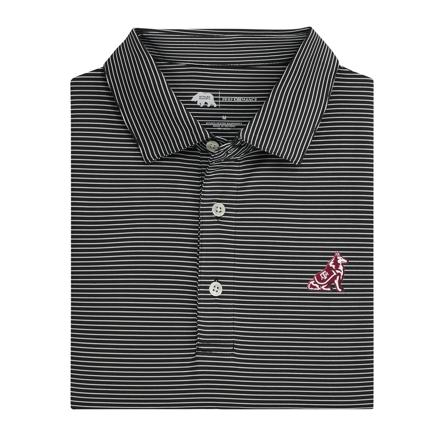 Texas A&M Reveille Birdie Stripe Performance Polo