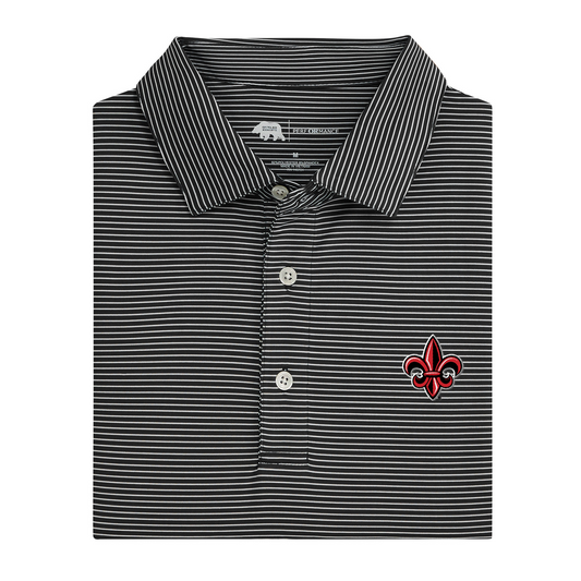 Louisiana Lafayette Fleur de Lis Birdie Stripe Performance Polo