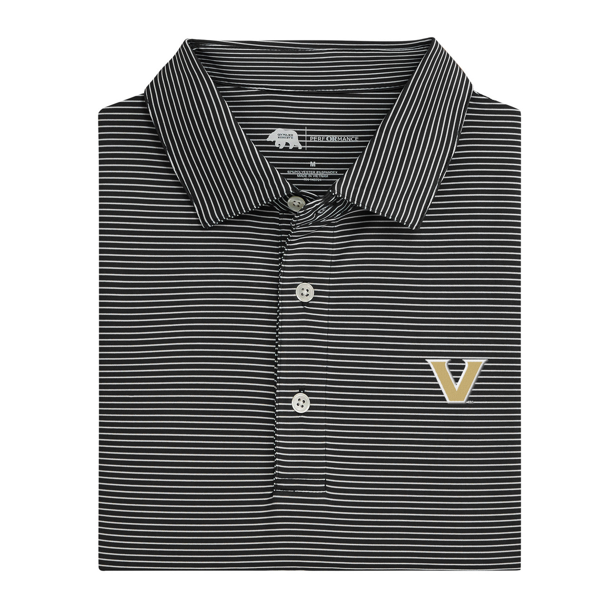Vanderbilt V Birdie Stripe Performance Polo
